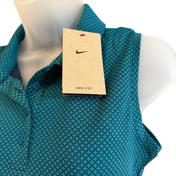 NEW Nike Dri-Fit Sleeveless Golf Shirt Size XS Small Green Polo Tennis Women’s - Picture 3 of 6